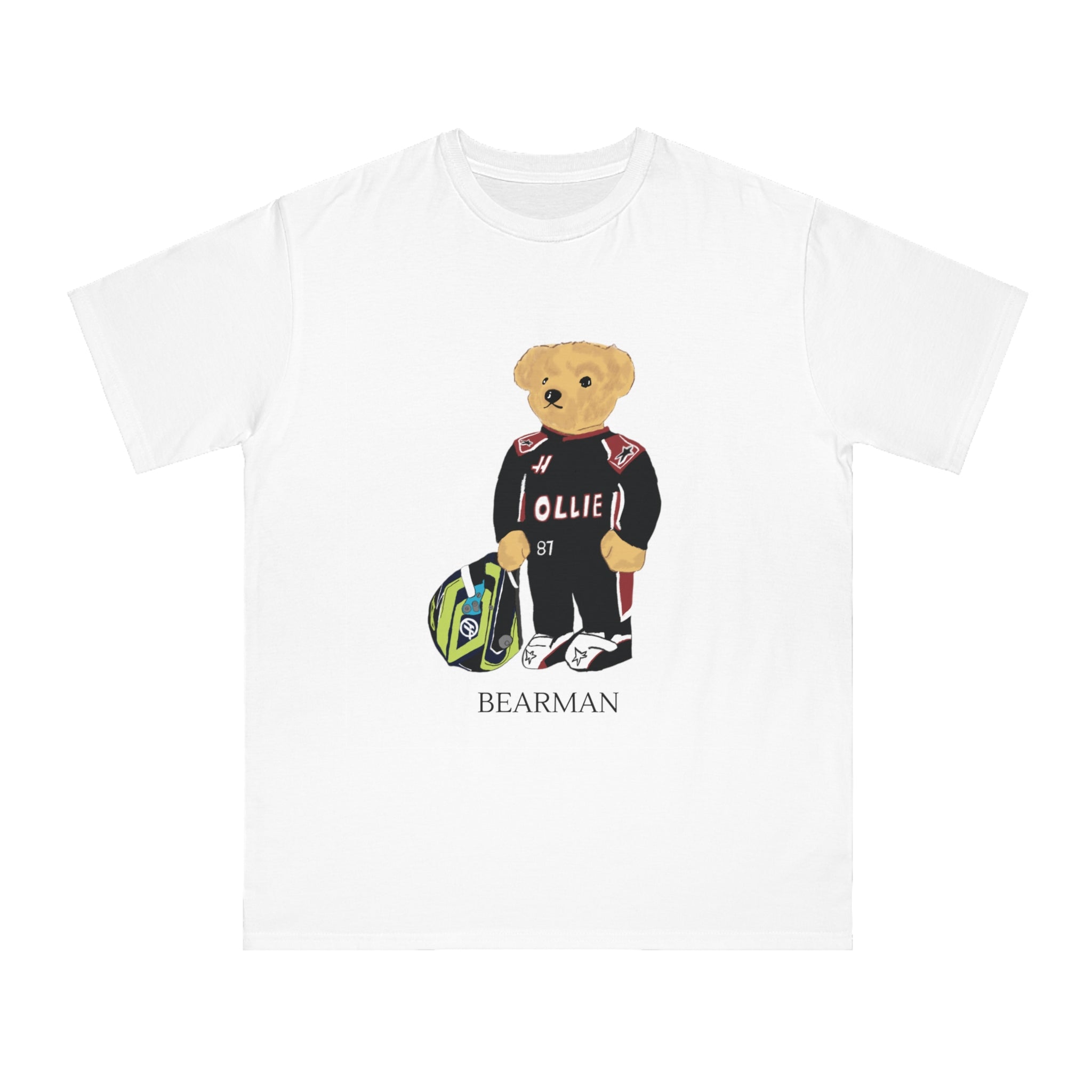 Ollie Bearman Racing Bear Organic Unisex T-Shirt, Eco-Friendly, Casual Motorsports Wear