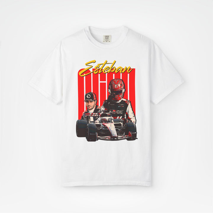 White Front - Esteban Ocon Haas F1 T shirt graphic studio mockup