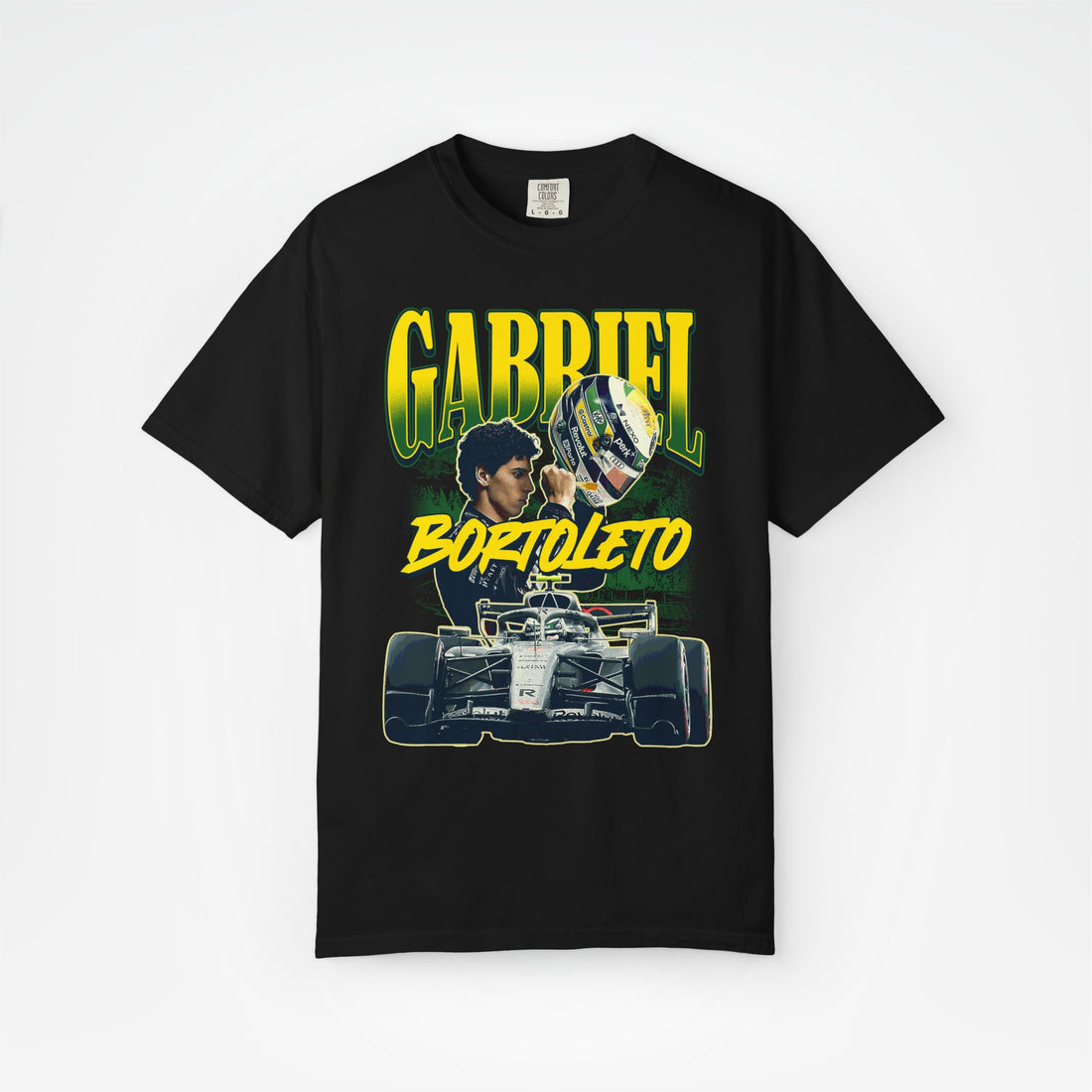 Black Front - Gabriel Bortoleto Audi F1 T shirt graphic studio mockup