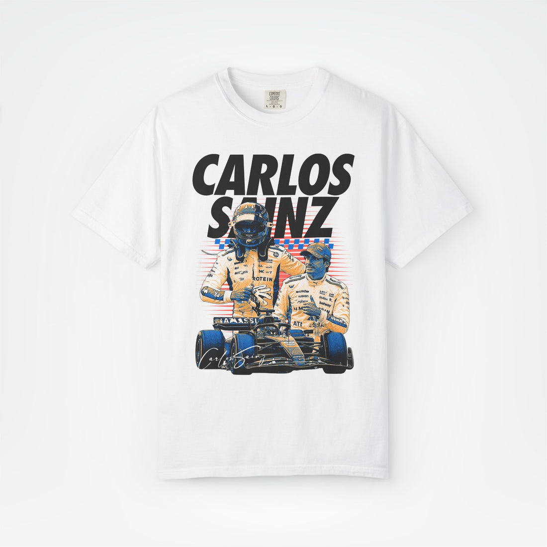 White Front - Carlos Sainz Williams F1 T shirt graphic studio mockup