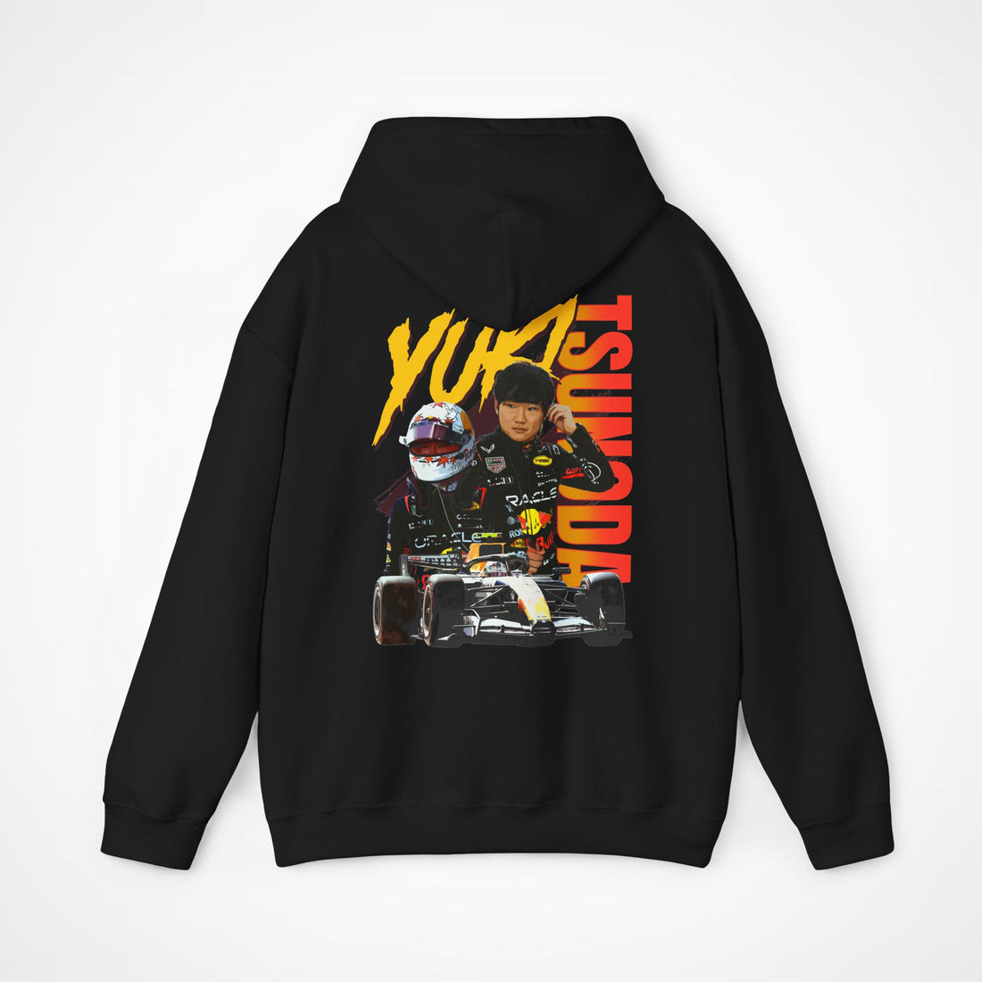 Black Back - Yuki Tsunoda Red Bull F1 hoodie back design studio mockup