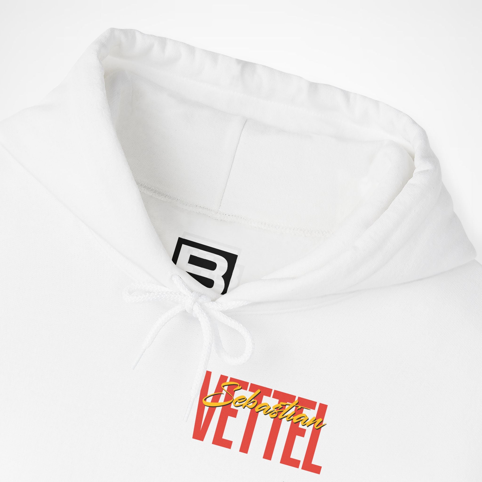 White Front 2 - Sebastian Vettel Red Bull F1 hoodie front detail studio mockup