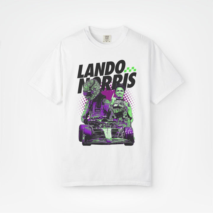White Front - Lando Norris McLaren F1 T shirt graphic studio mockup