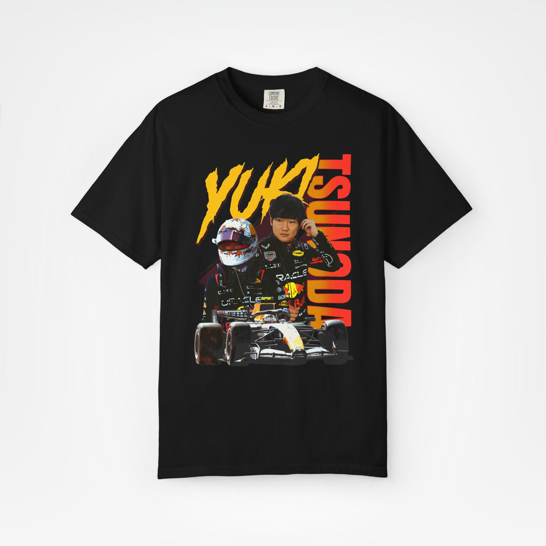 Black Front - Yuki Tsunoda Red Bull F1 T shirt graphic studio mockup