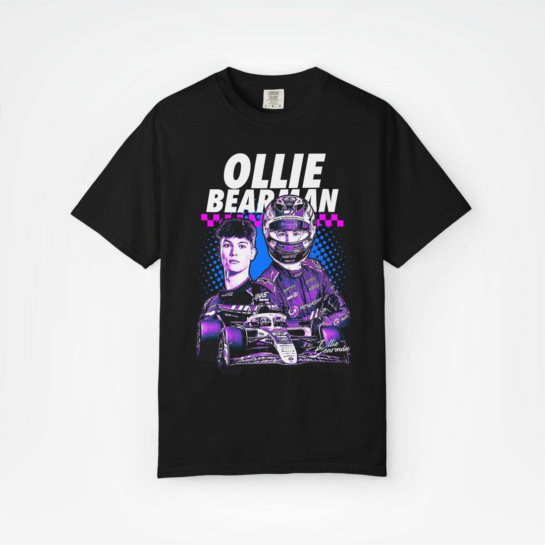 Black Front - Ollie Bearman Haas F1 T shirt graphic studio mockup