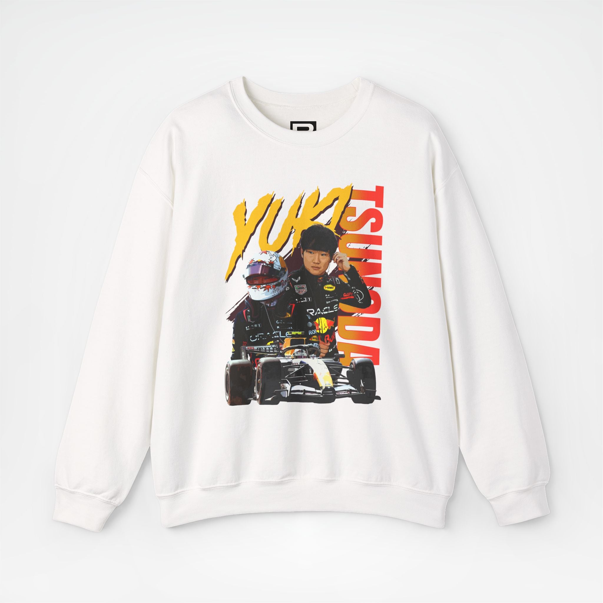 White Front - Yuki Tsunoda Red Bull F1 sweater graphic studio mockup