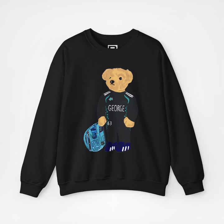Black Front - George Russell Mercedes teddy bear F1 sweater graphic studio mockup
