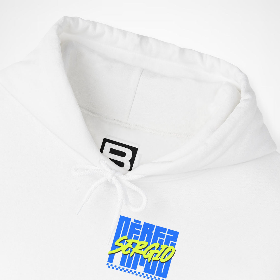 White Front 2 - Sergio Perez Cadillac F1 hoodie front detail studio mockup