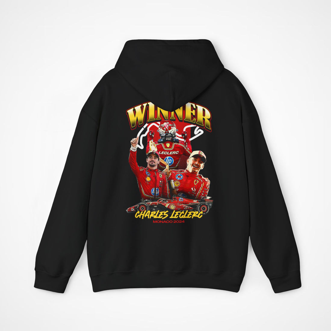 Black Back - Charles Leclerc Ferrari Monaco Winner F1 hoodie back design studio mockup