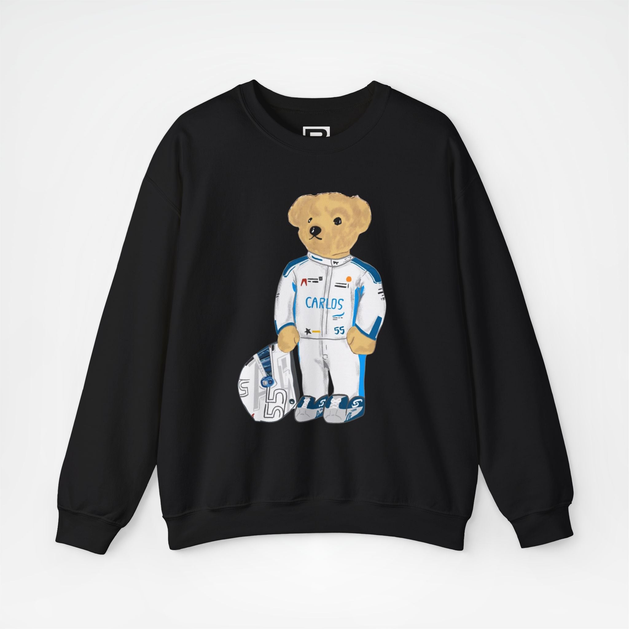 Black Front - Carlos Sainz Williams teddy bear F1 sweater graphic studio mockup