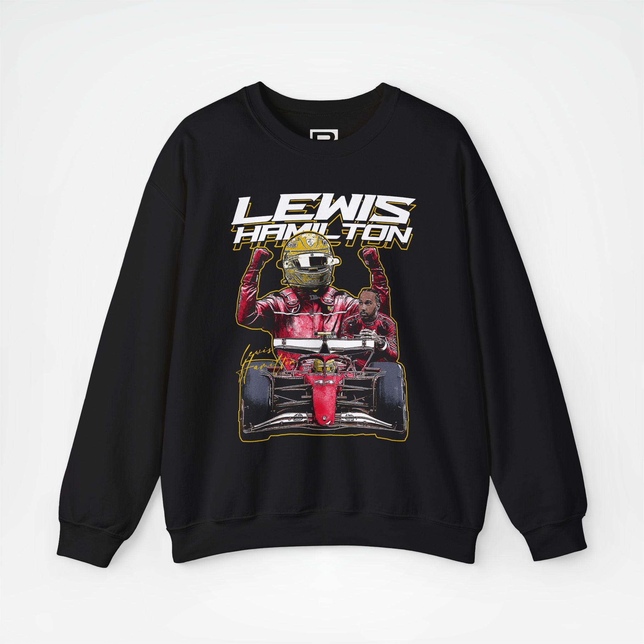 Black Front - Lewis Hamilton Ferrari F1 sweater graphic studio mockup