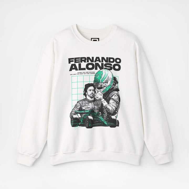 White Front - Fernando Alonso Aston Martin F1 sweater graphic studio mockup