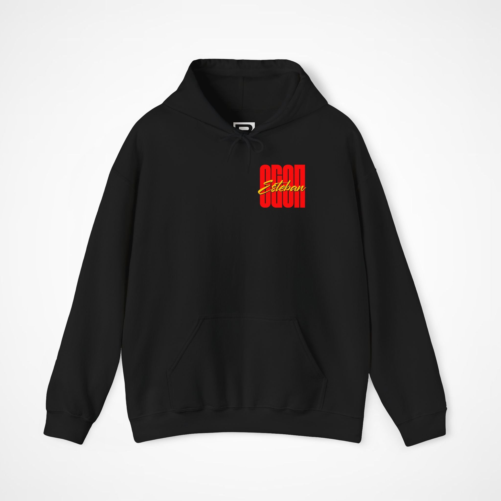 Black Front 1 - Esteban Ocon Haas F1 hoodie front studio mockup