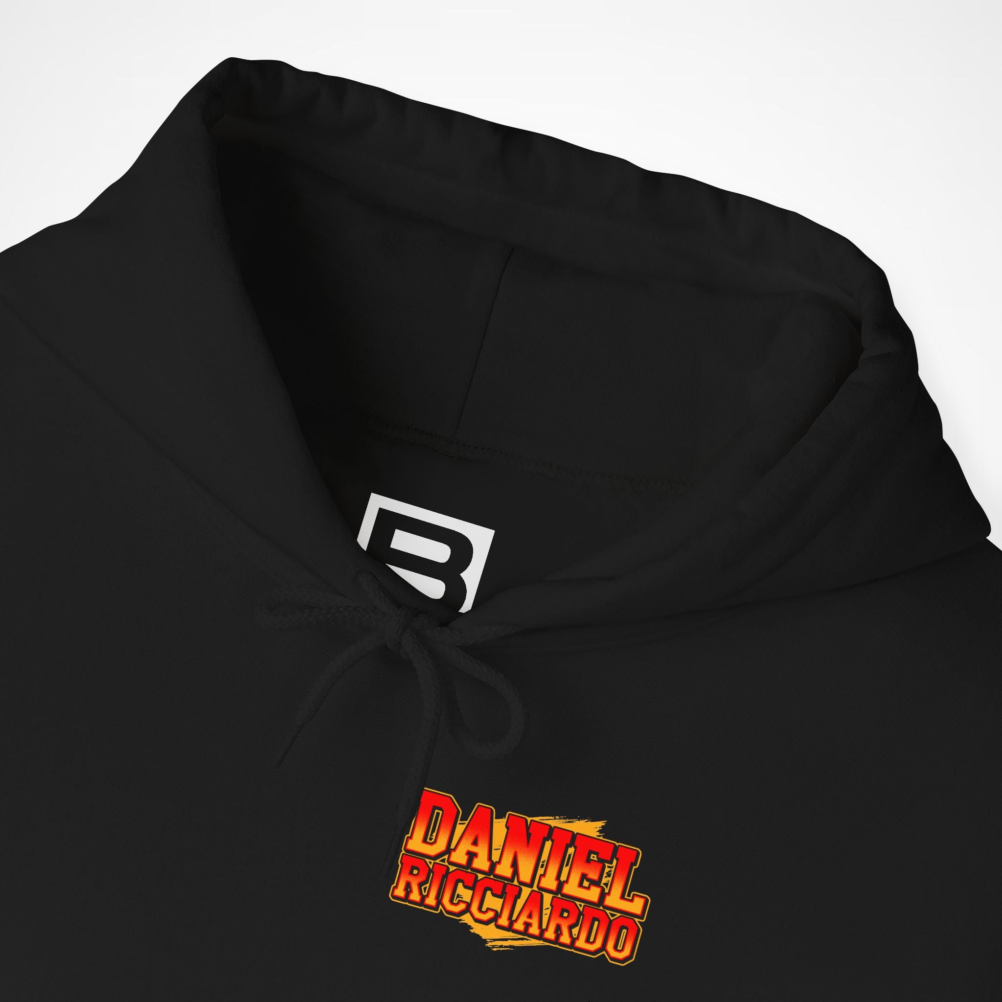 Black Front 2 - Daniel Ricciardo Red Bull F1 hoodie front detail studio mockup
