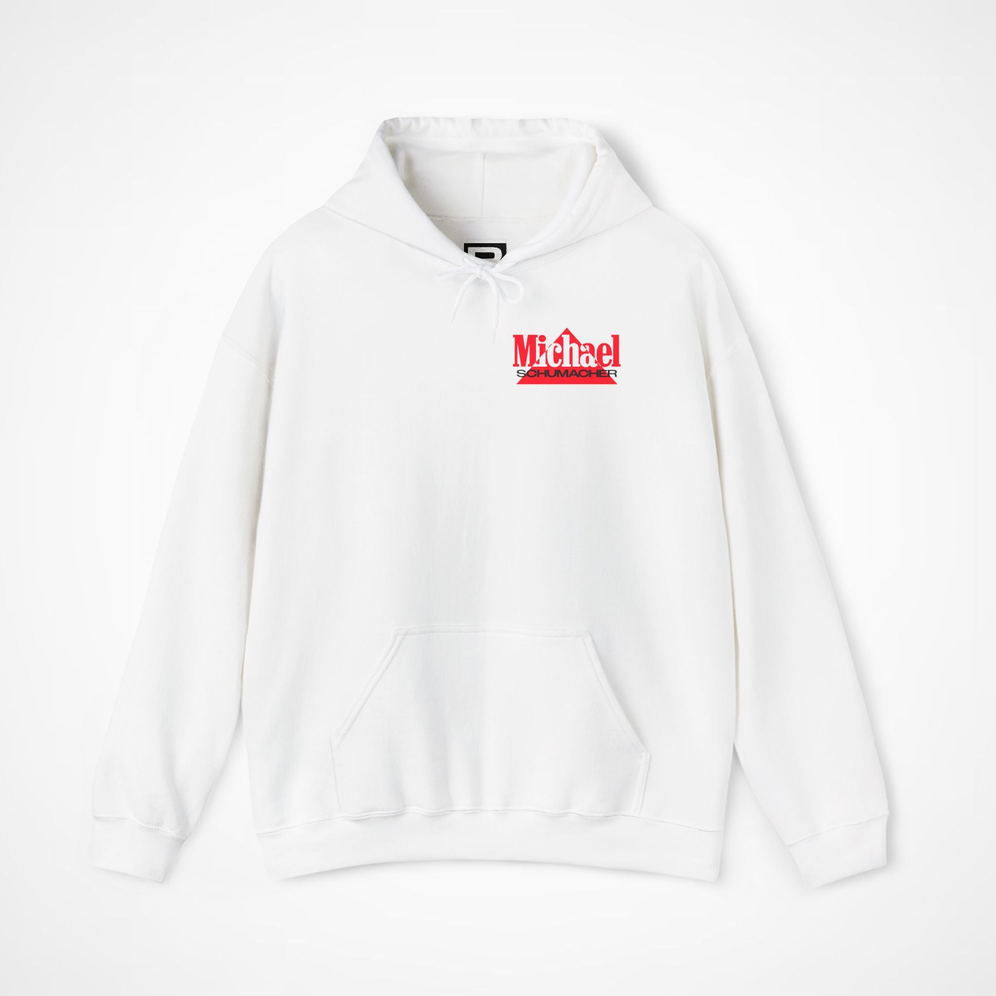 White Front 1 - Michael Schumacher Ferrari F1 hoodie front studio mockup