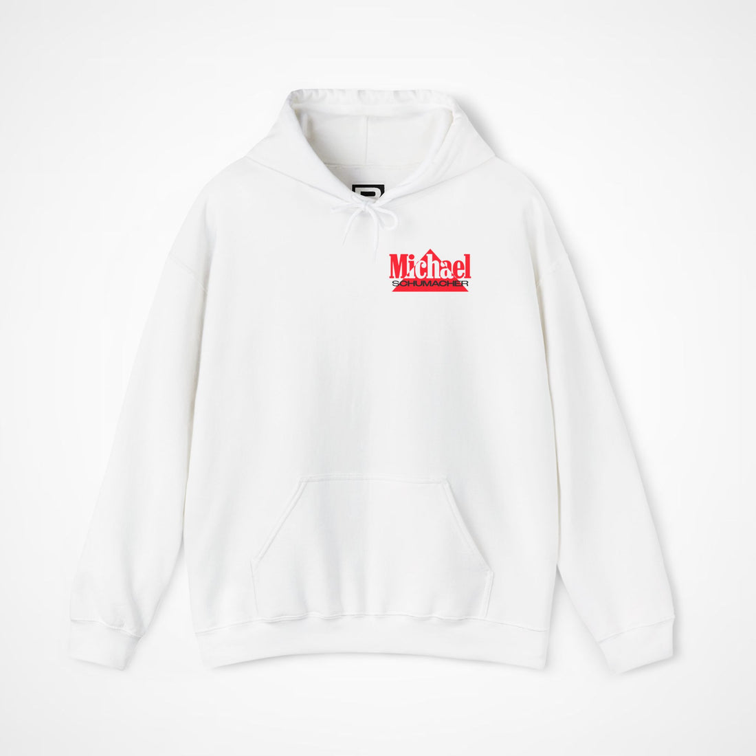 White Front 1 - Michael Schumacher Ferrari F1 hoodie front studio mockup