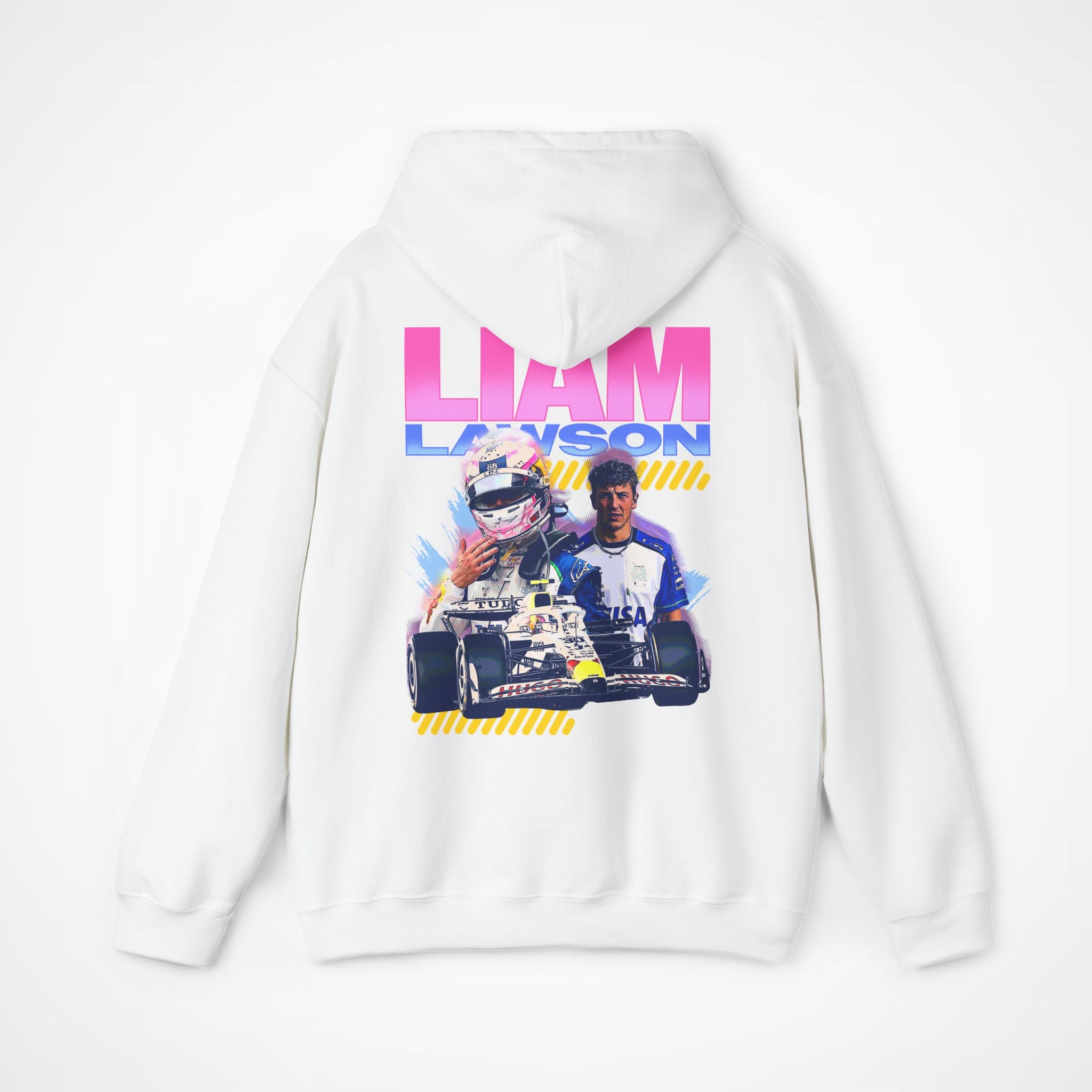 White Back - Liam Lawson Racing Bulls F1 hoodie back design studio mockup