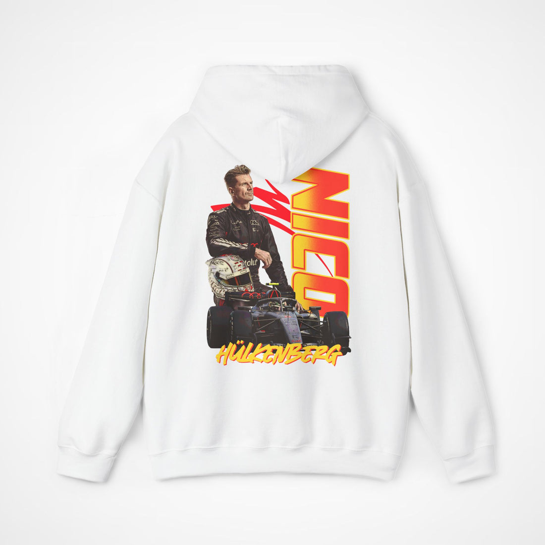 White Back - Nico Hulkenberg Audi F1 hoodie back design studio mockup