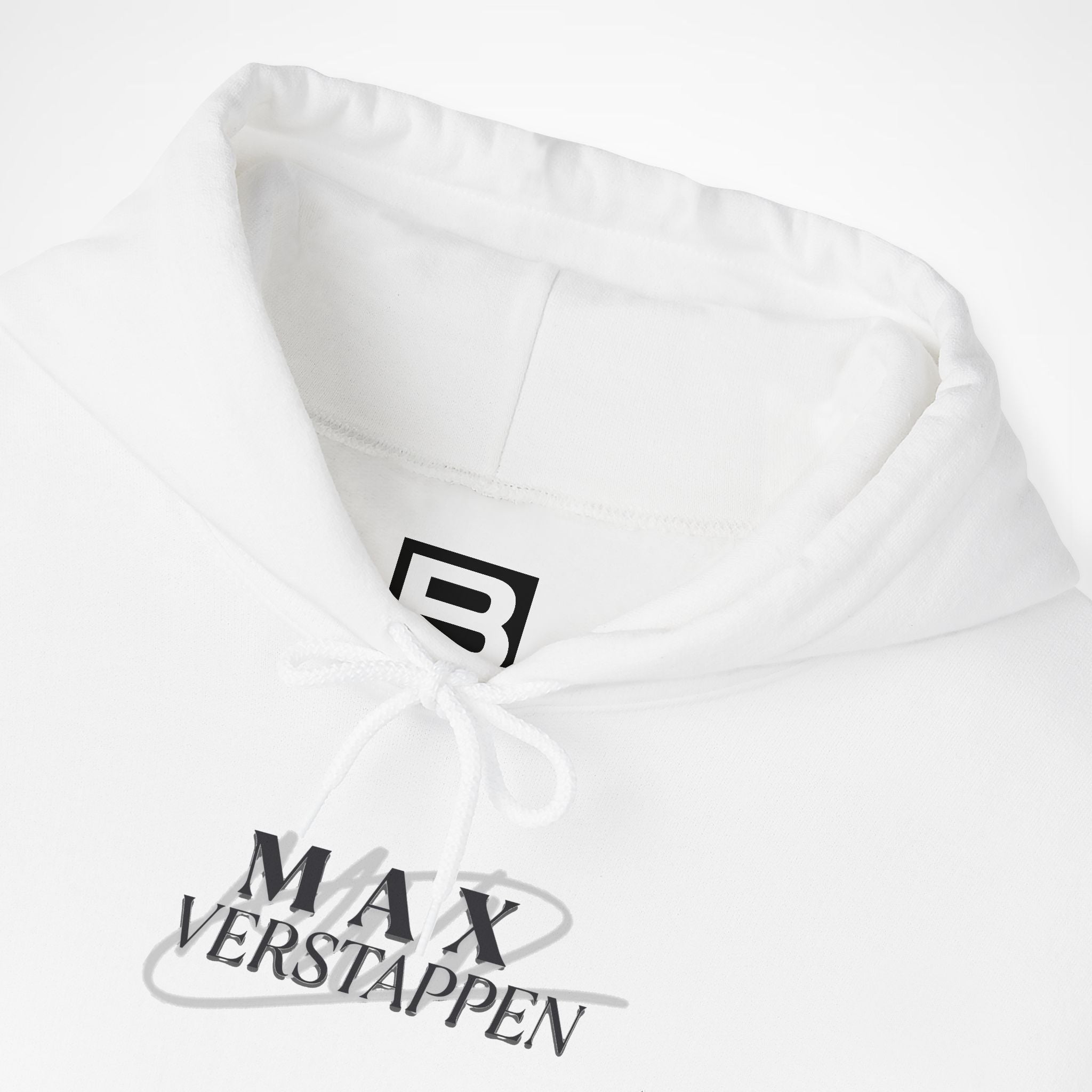 White Front 2 - Max Verstappen Red Bull F1 hoodie front detail studio mockup