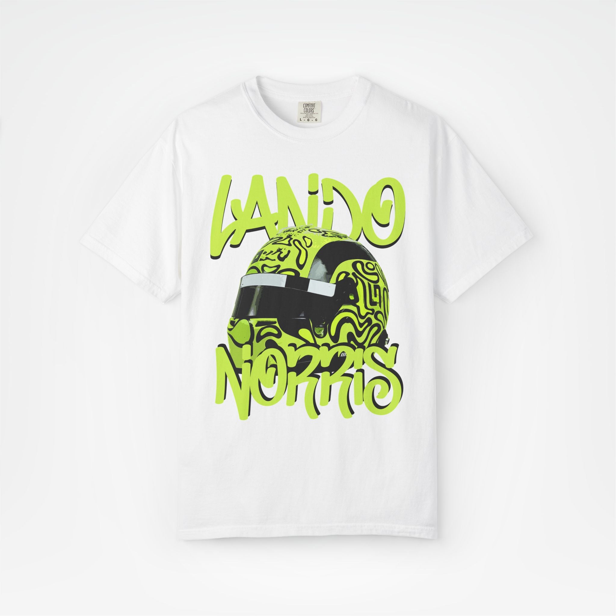White Front - Lando Norris McLaren F1 T shirt graphic studio mockup