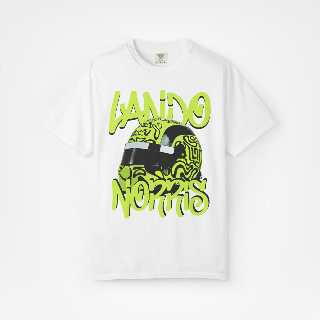 White Front - Lando Norris McLaren F1 T shirt graphic studio mockup
