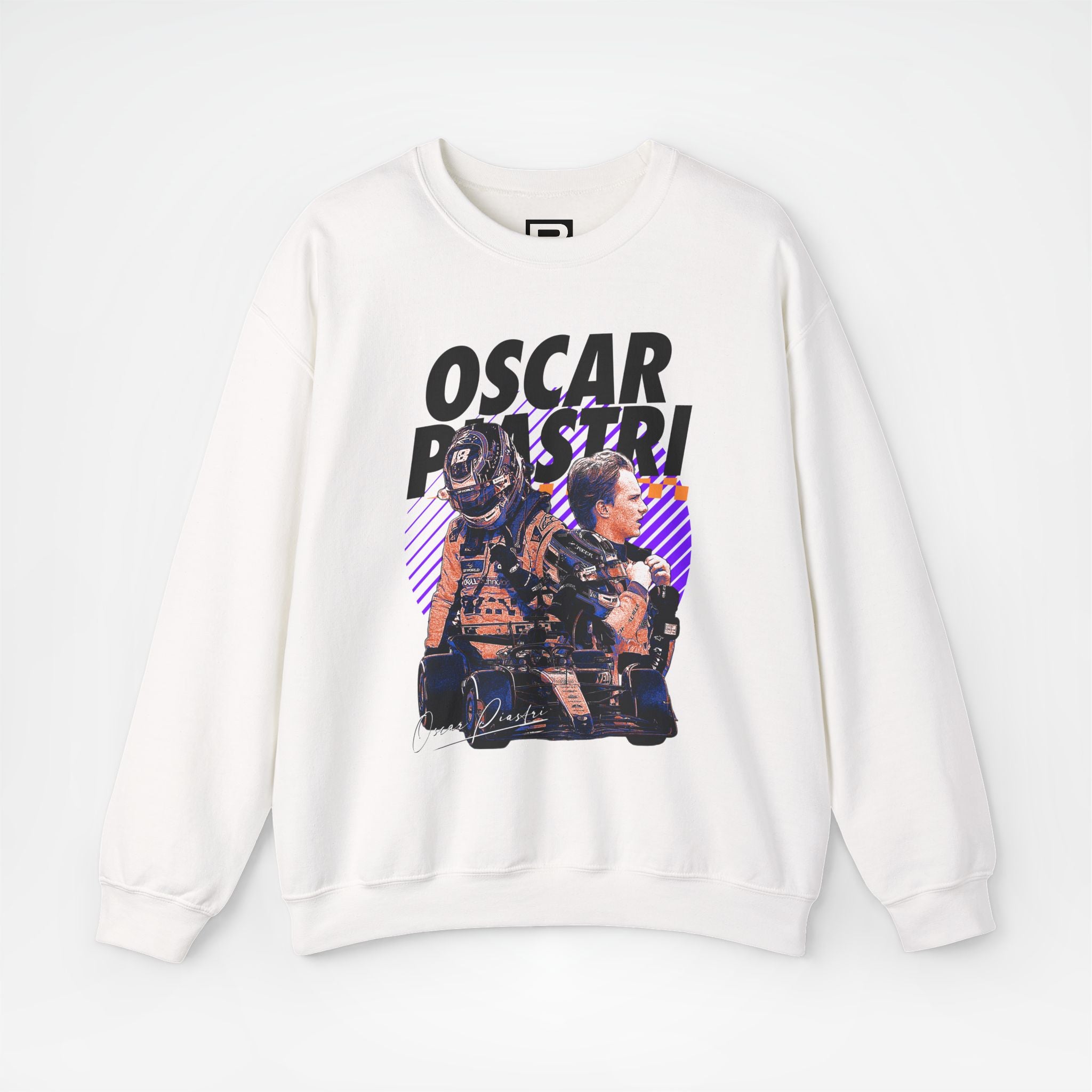 White Front - Oscar Piastri McLaren F1 sweater graphic studio mockup