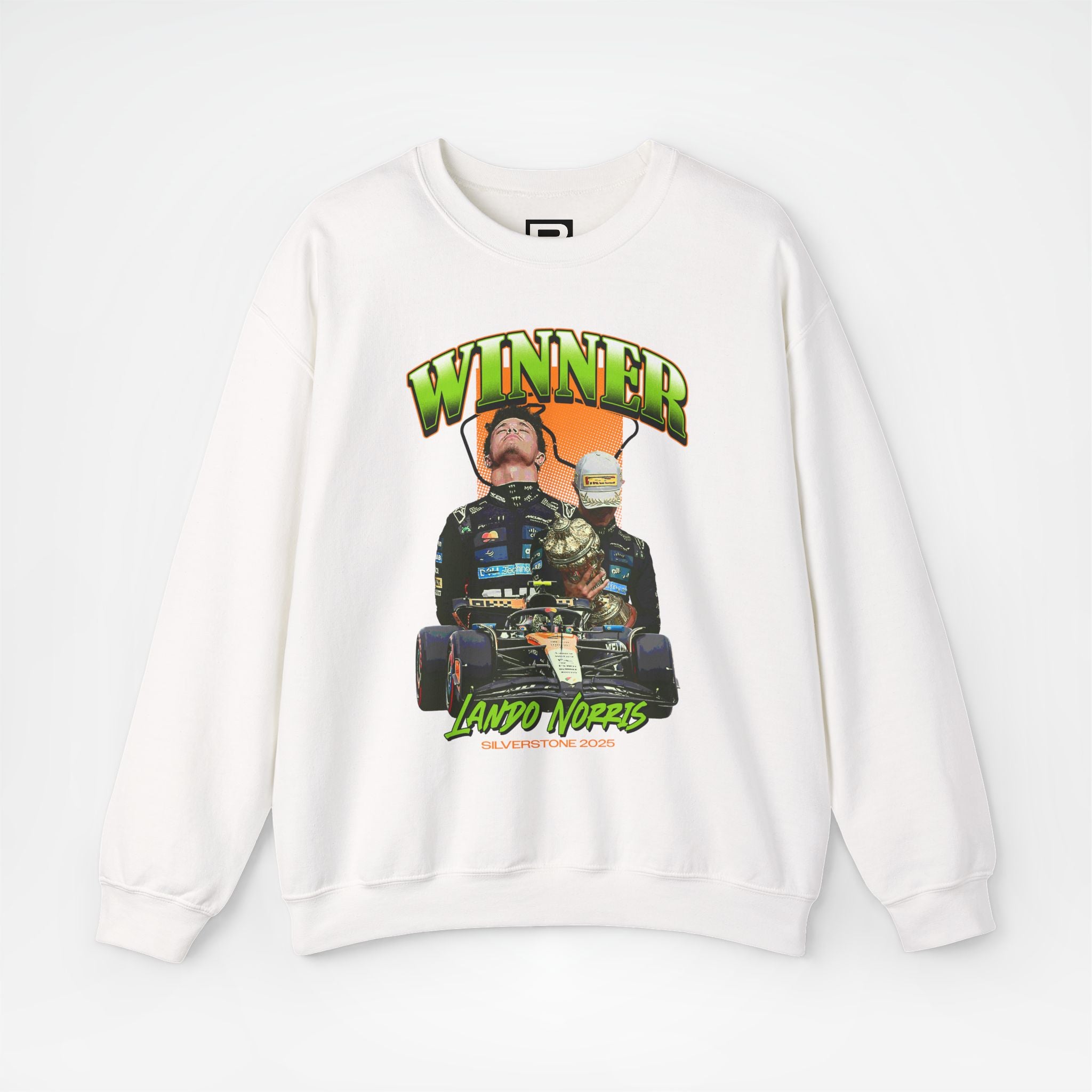 White Front - Lando Norris McLaren F1 sweater graphic studio mockup