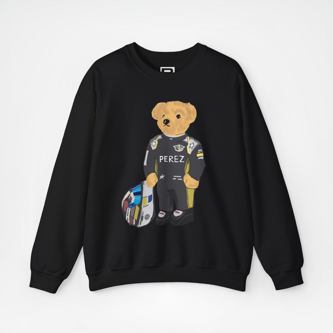 Black Front - Sergio Perez Cadillac teddy bear F1 sweater graphic studio mockup