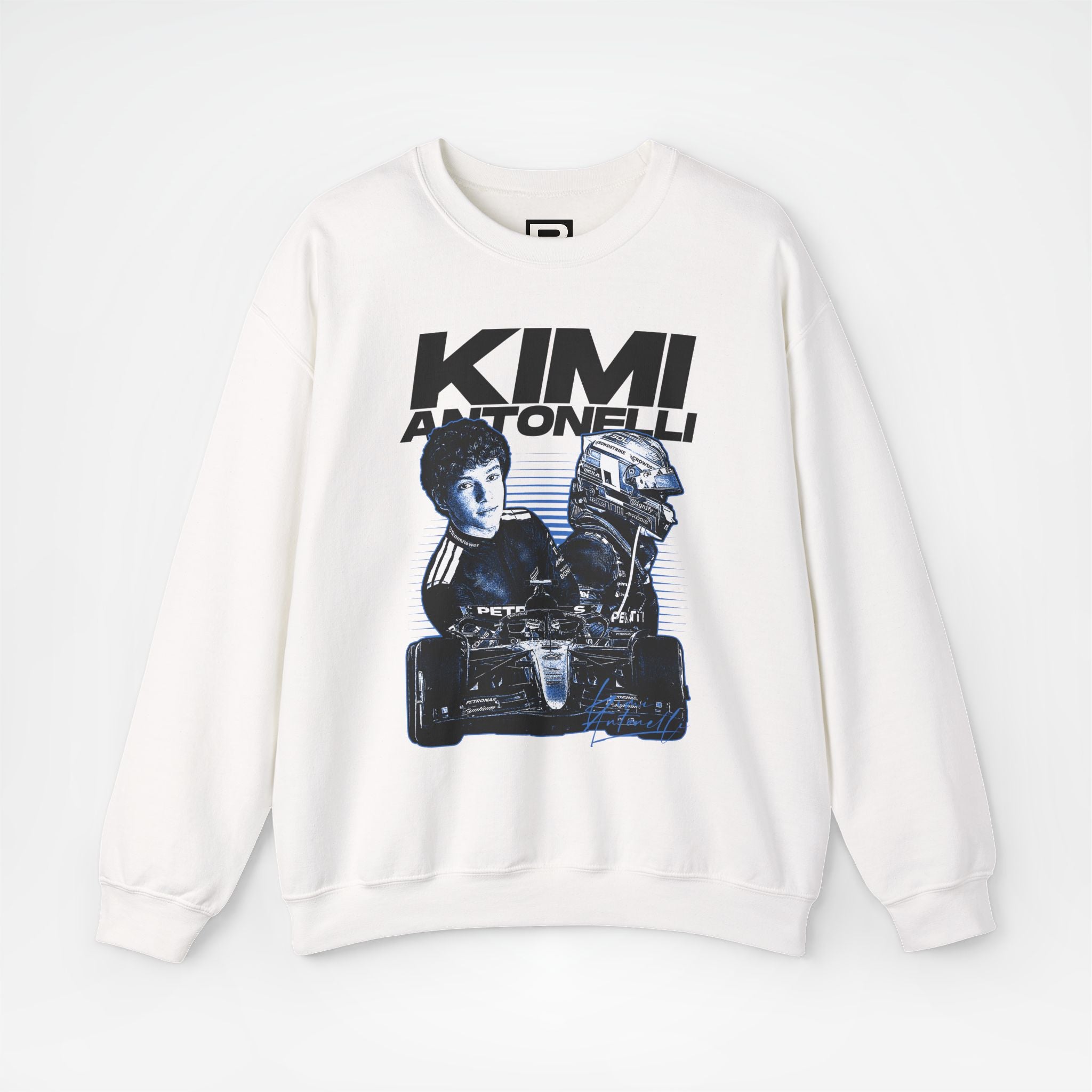 White Front - Kimi Antonelli Mercedes F1 sweater graphic studio mockup