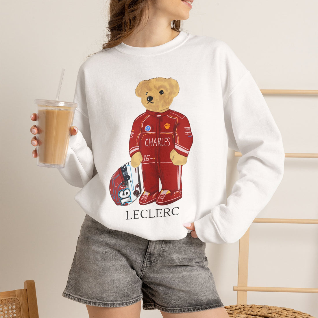 CHARLES LECLERC F1 FERRARI TEDDY BEAR SWEATER