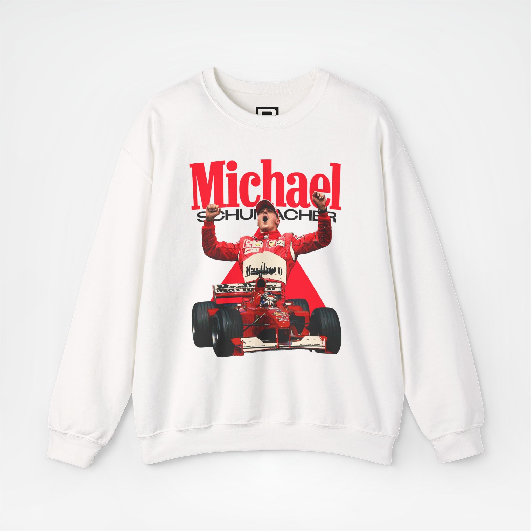 White Front - Michael Schumacher Ferrari F1 sweater graphic studio mockup