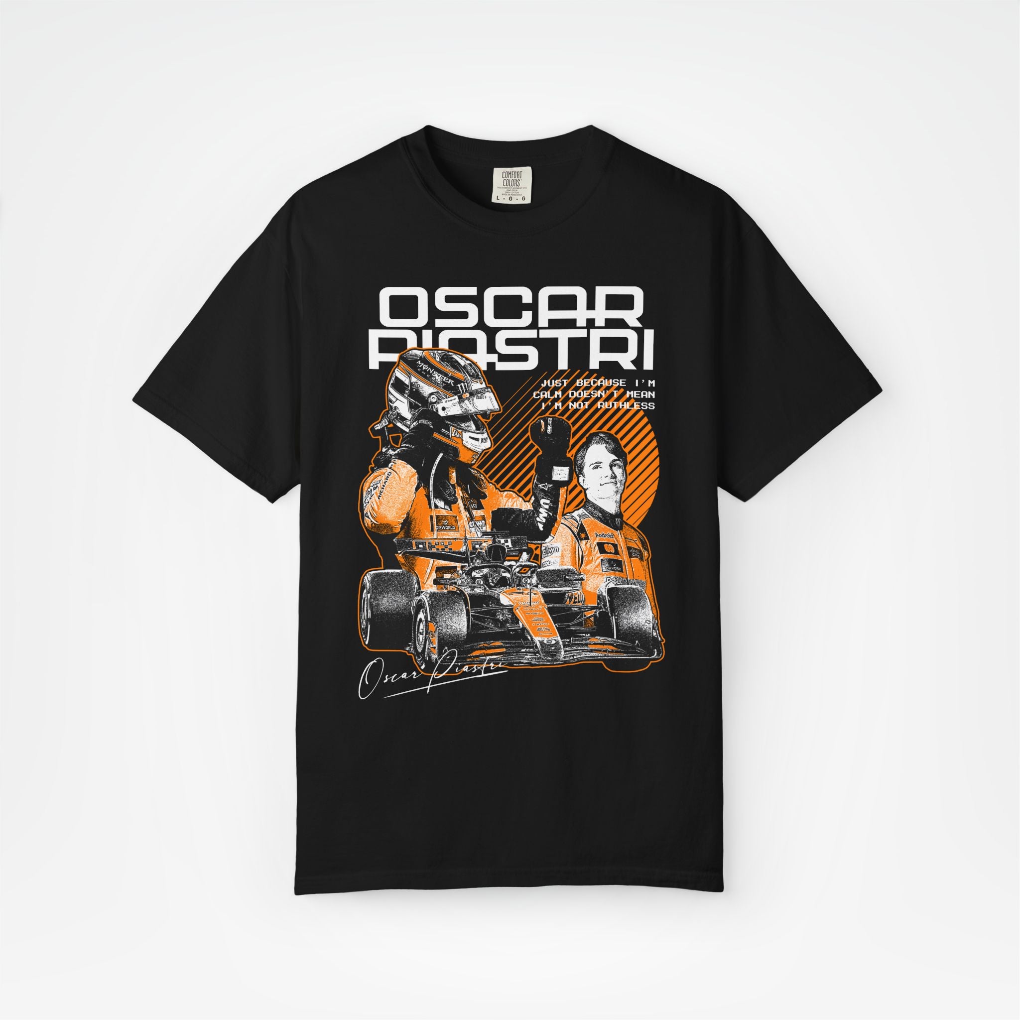 Black Front - Oscar Piastri McLaren F1 T shirt graphic studio mockup