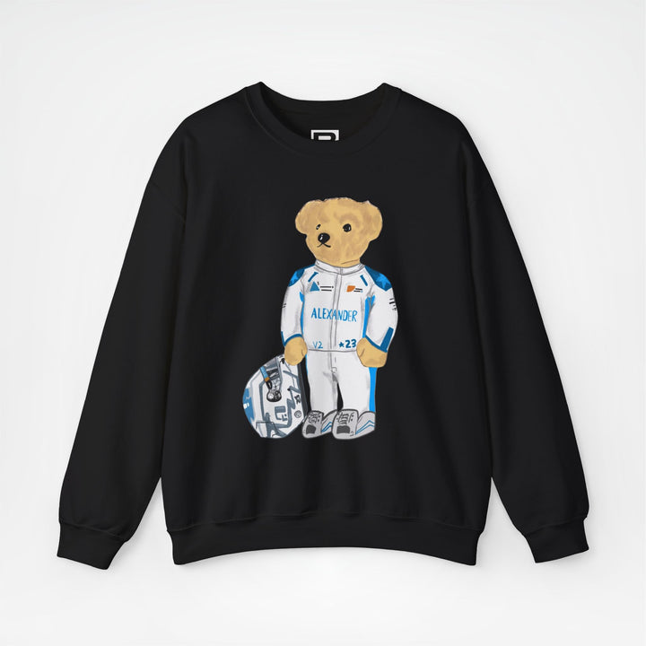 Black Front - Alex Albon Williams teddy bear F1 sweater graphic studio mockup