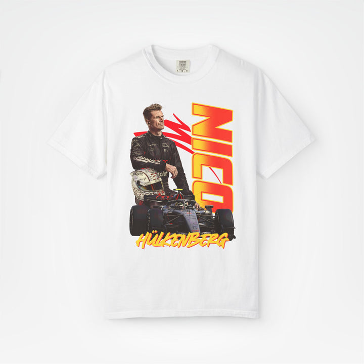 White Front - Nico Hulkenberg Audi F1 T shirt graphic studio mockup