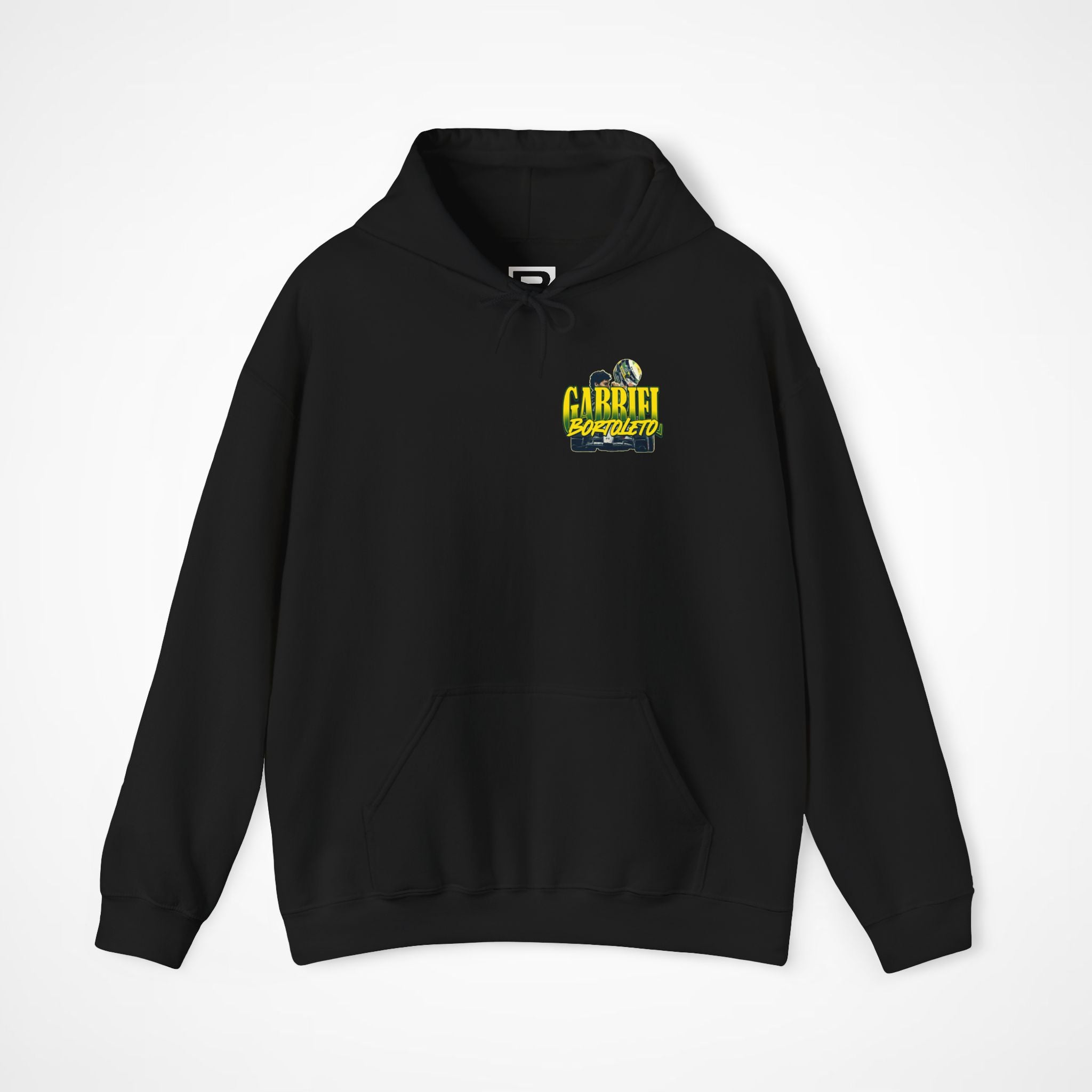 Black Front 1 - Gabriel Bortoleto Audi F1 hoodie front studio mockup