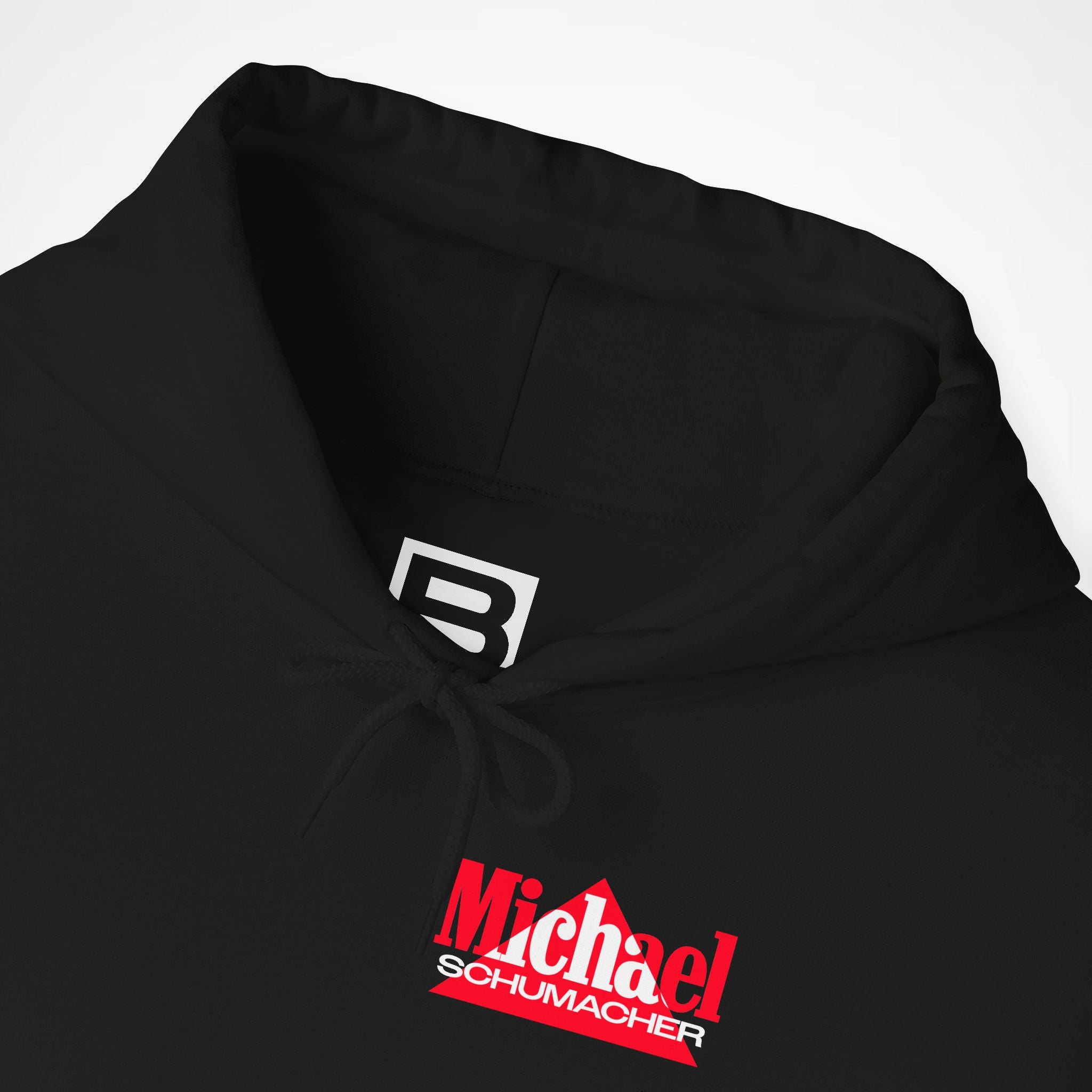 Black Front 2 - Michael Schumacher Ferrari F1 hoodie front detail studio mockup