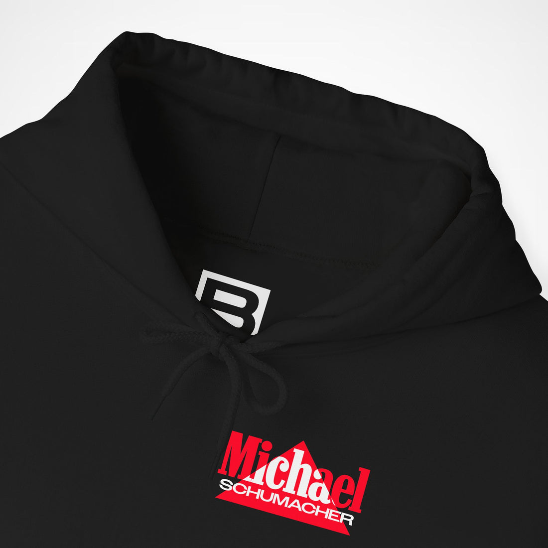 Black Front 2 - Michael Schumacher Ferrari F1 hoodie front detail studio mockup