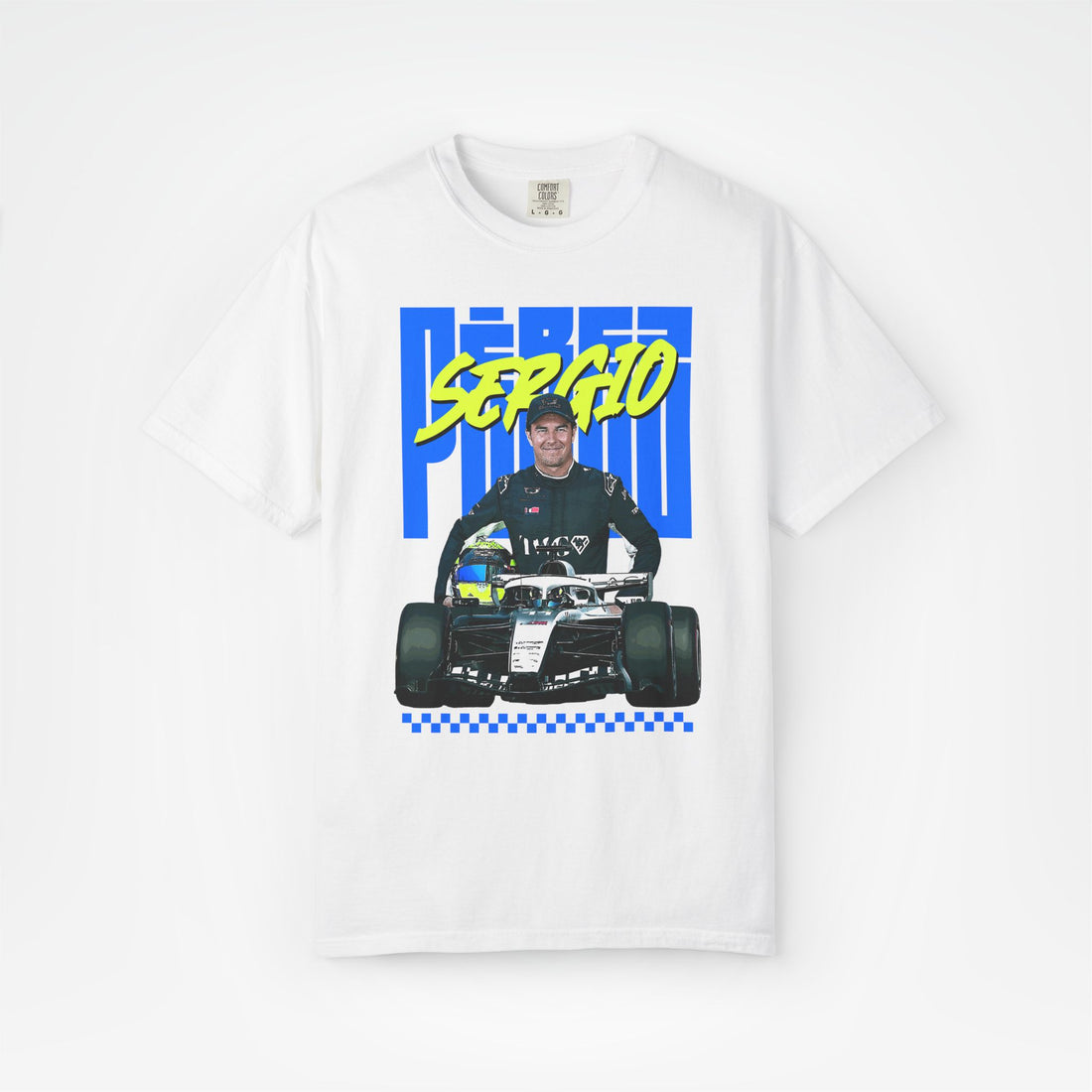 White Front - Sergio Perez Cadillac F1 T shirt graphic studio mockup