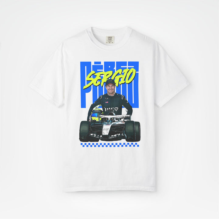 White Front - Sergio Perez Cadillac F1 T shirt graphic studio mockup