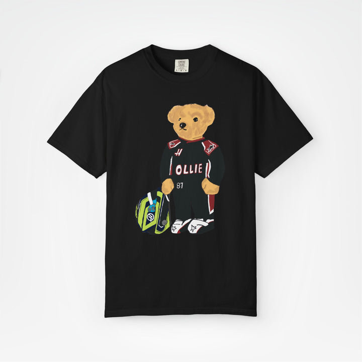 Black Front - Ollie Bearman Haas teddy bear F1 T shirt graphic studio mockup