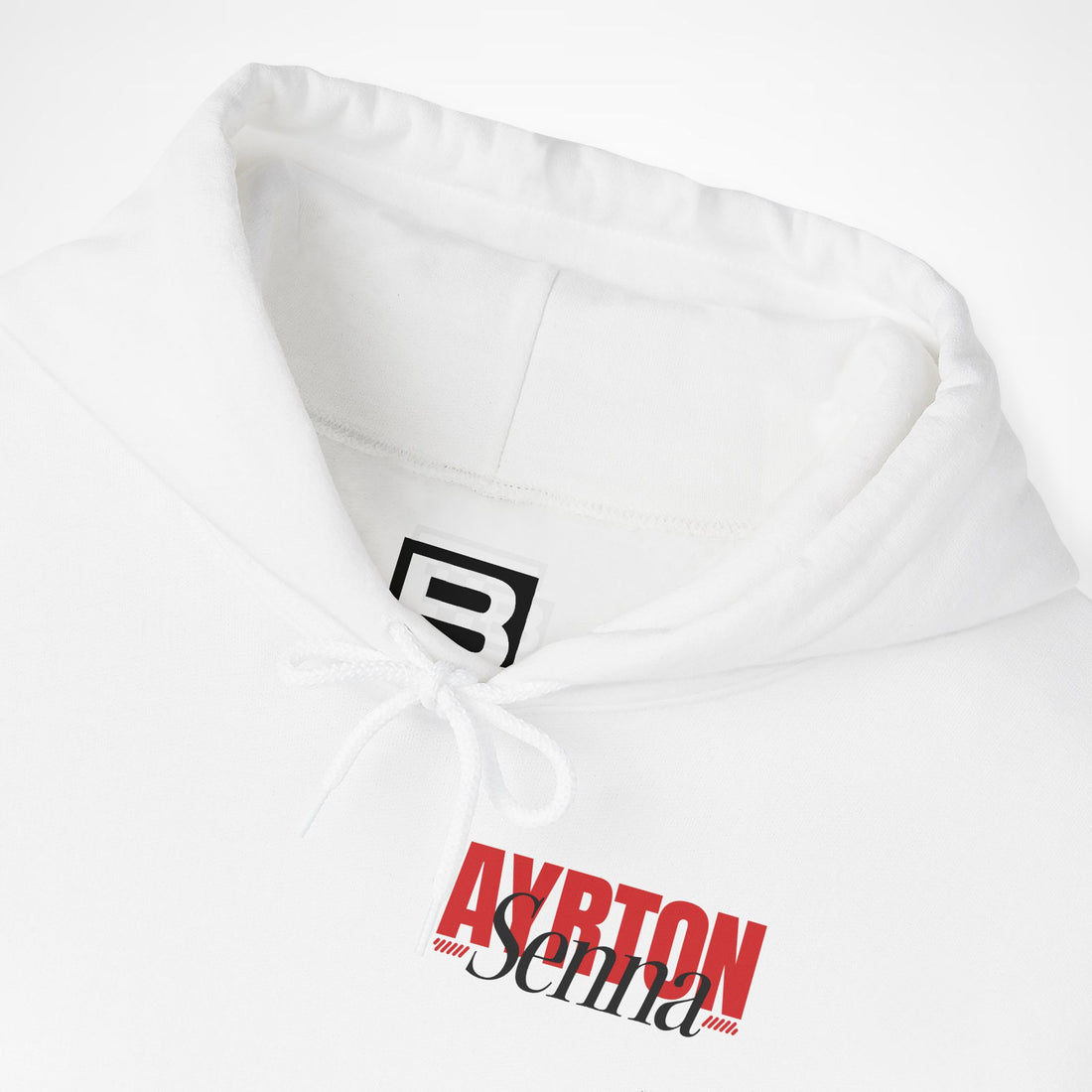 White Front 2 - Ayrton Senna McLaren F1 hoodie front detail studio mockup