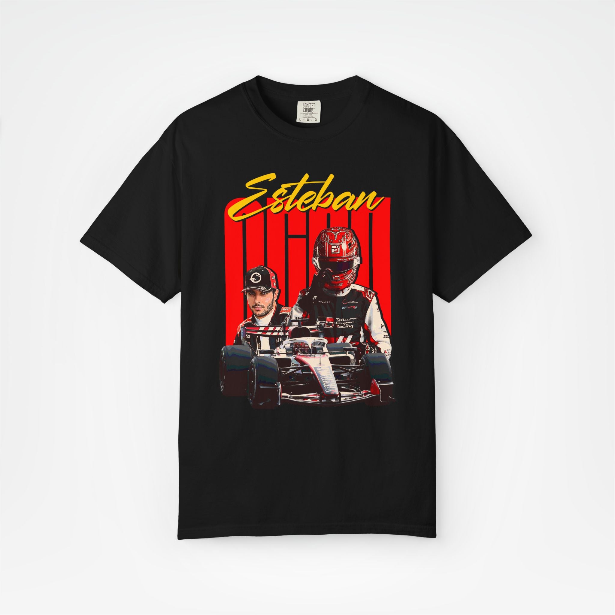 Black Front - Esteban Ocon Haas F1 T shirt graphic studio mockup