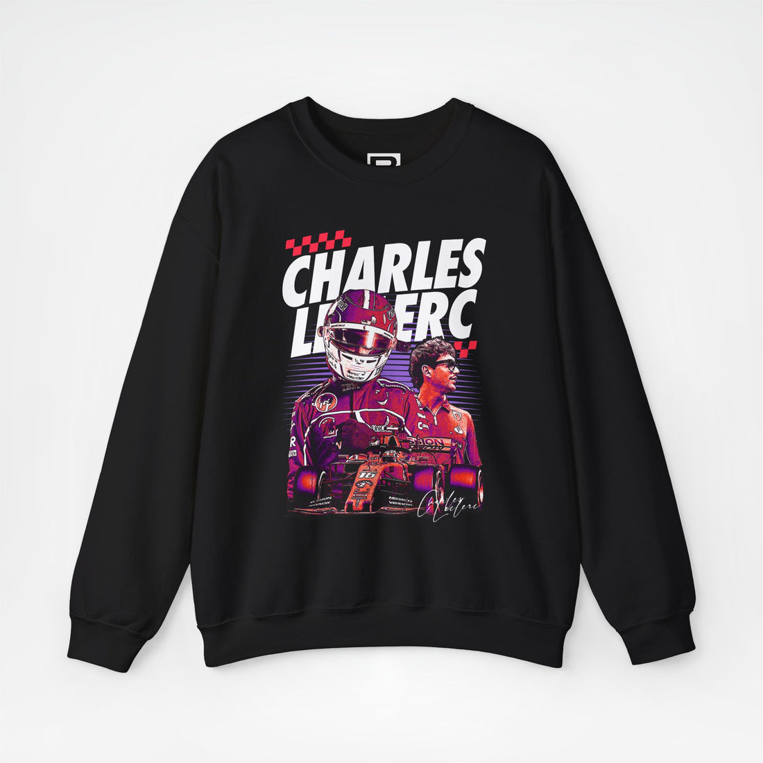 Black Front - Charles Leclerc Ferrari F1 sweater graphic studio mockup
