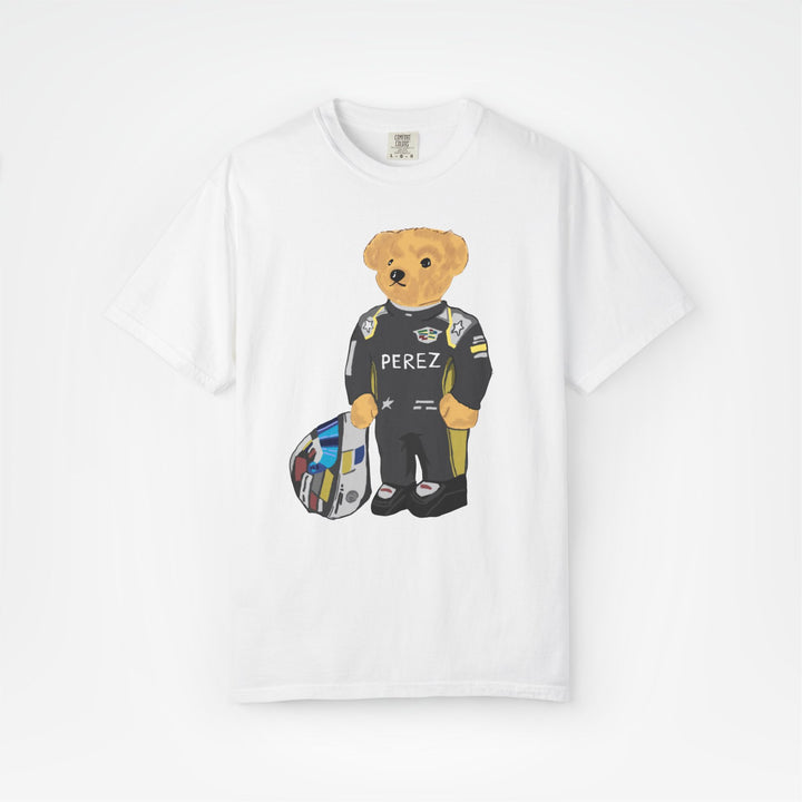White Front - Sergio Perez Cadillac teddy bear F1 T shirt graphic studio mockup