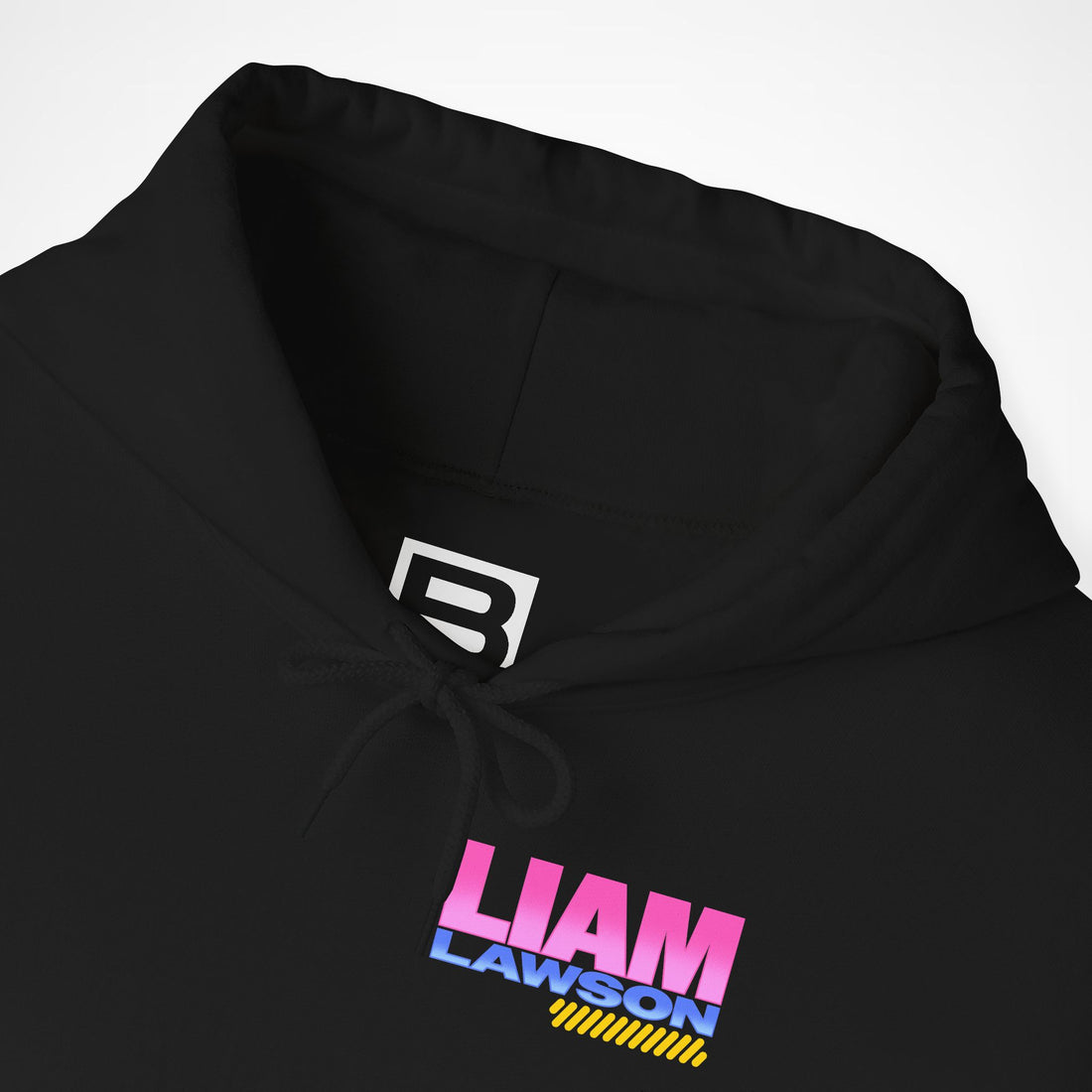 Black Front 2 - Liam Lawson Racing Bulls F1 hoodie front detail studio mockup