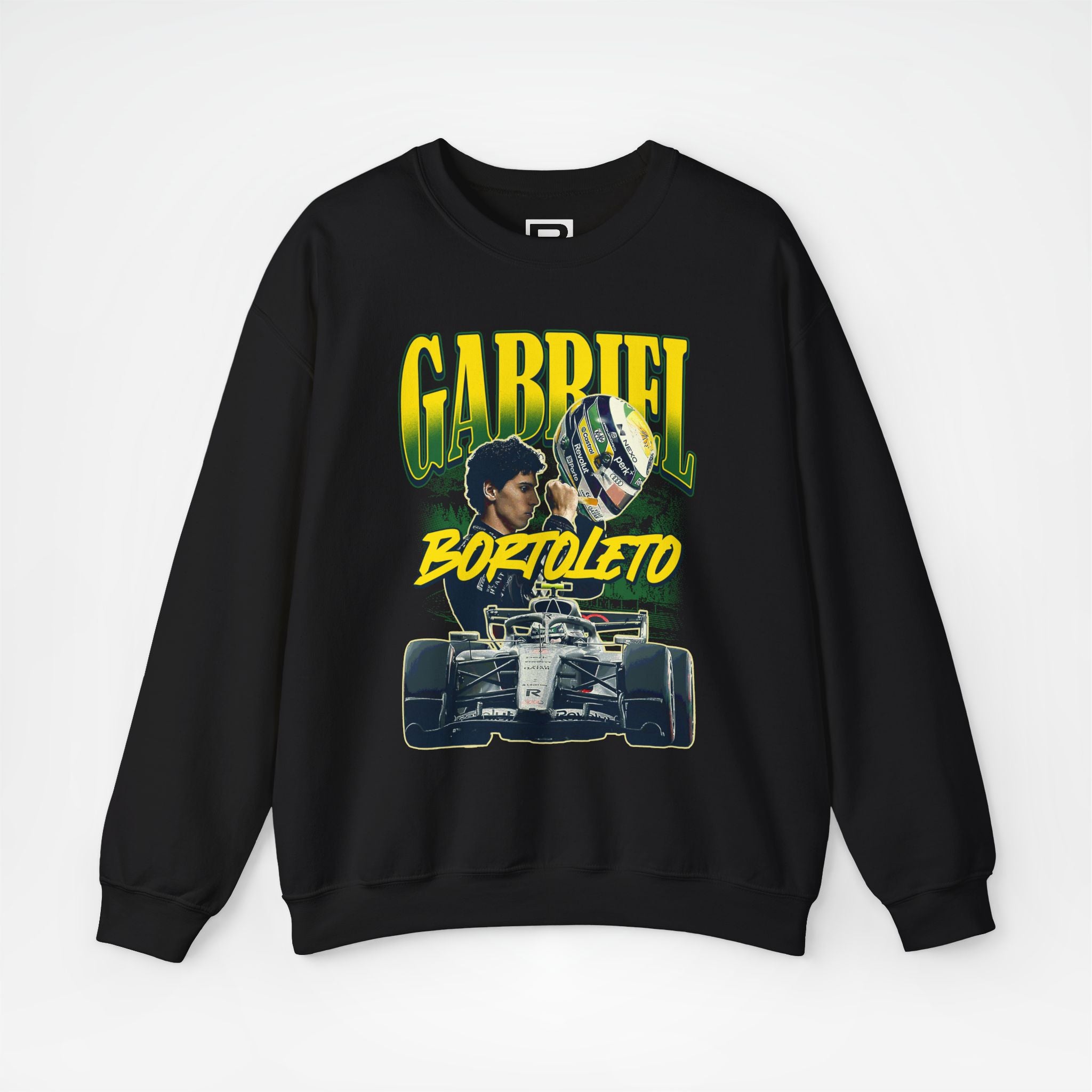 Black Front - Gabriel Bortoleto Audi F1 sweater graphic studio mockup
