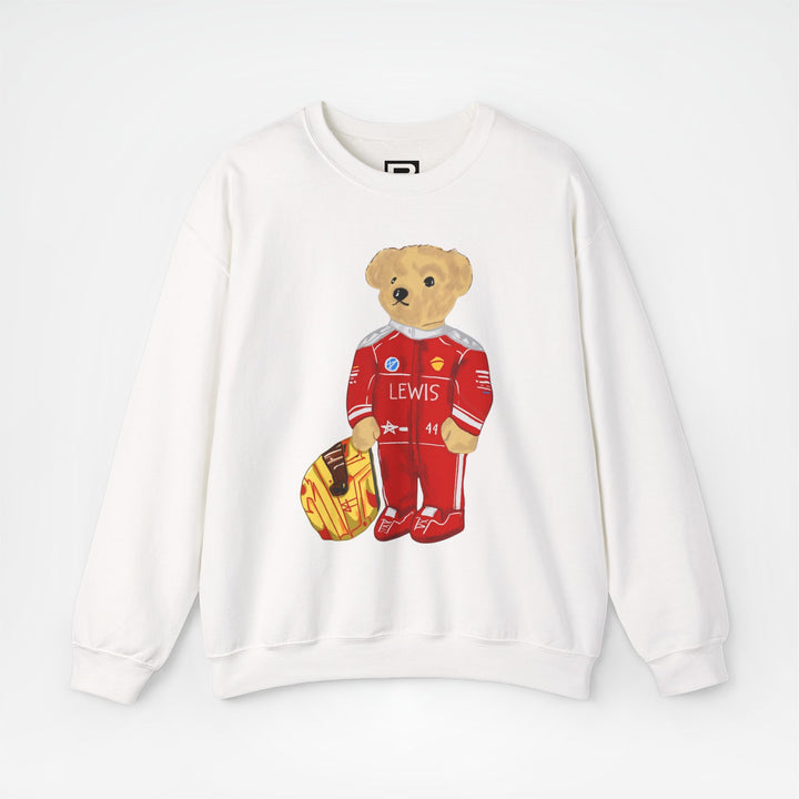 White Front - Lewis Hamilton Ferrari teddy bear F1 sweater graphic studio mockup