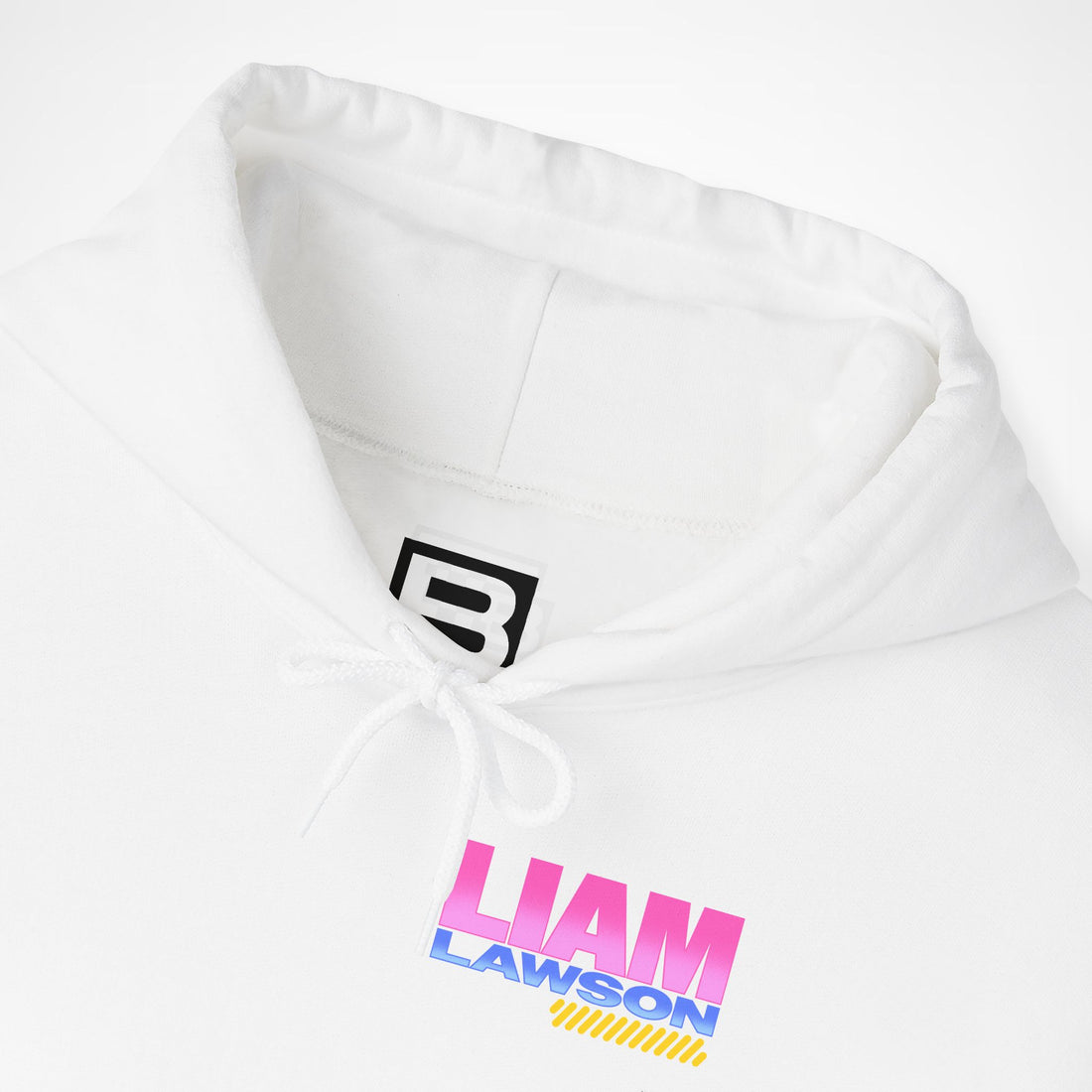White Front 2 - Liam Lawson Racing Bulls F1 hoodie front detail studio mockup