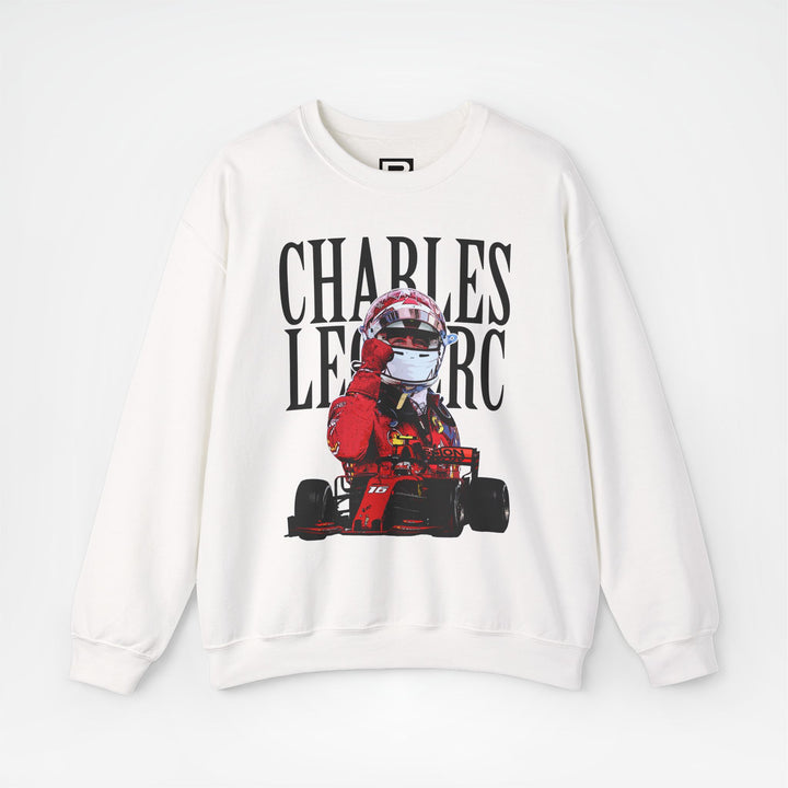 White Front - Charles Leclerc Ferrari F1 sweater graphic studio mockup