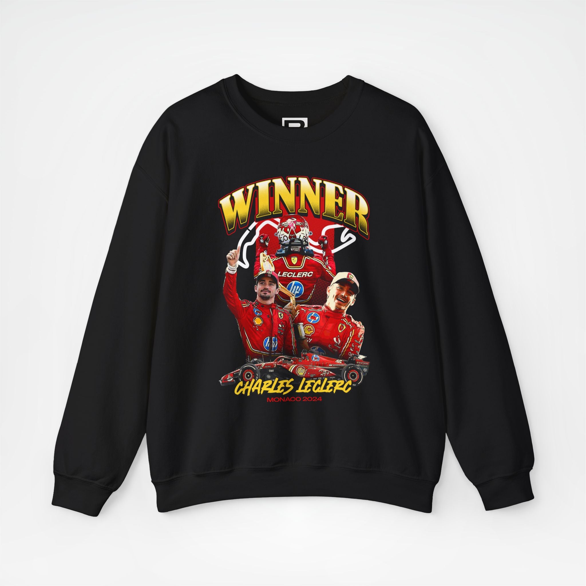 Black Front - Charles Leclerc Ferrari F1 sweater graphic studio mockup